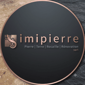 Mise à jour IA du logo Imipierre rond avec son Margouillat et ces services le tout sur le cercle rose habituel et fond noir
